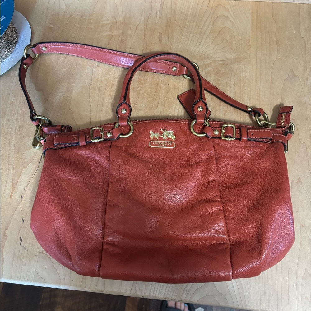Coach Red Leather Shoulder Bag